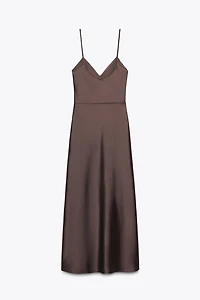 ROBE MIDI SATINÉE À FRONCES