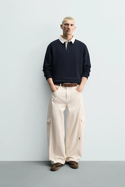 SEAMED BAGGY FIT CARGO PANTS