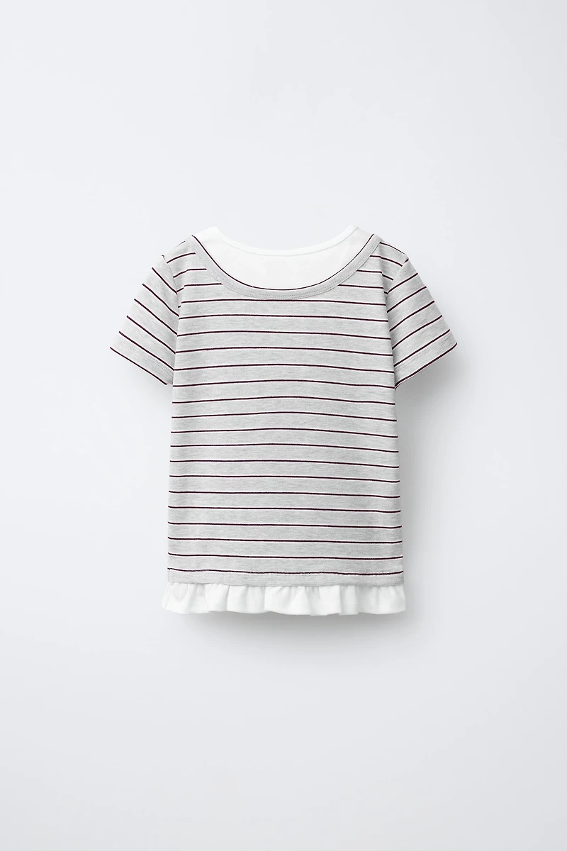 STRIPED DOUBLE COLLAR T-SHIRT