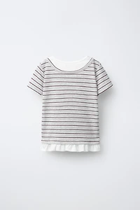 STRIPED DOUBLE COLLAR T-SHIRT