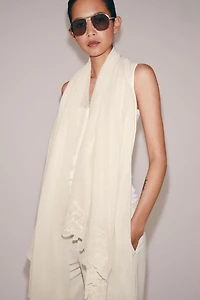 COTTON LINEN LACE SCARF