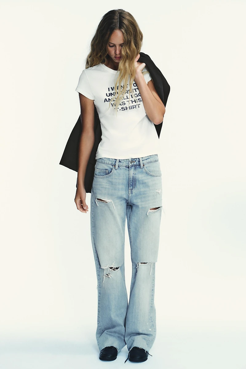 JEAN TRF LARGE DÉCHIRÉ TAILLE