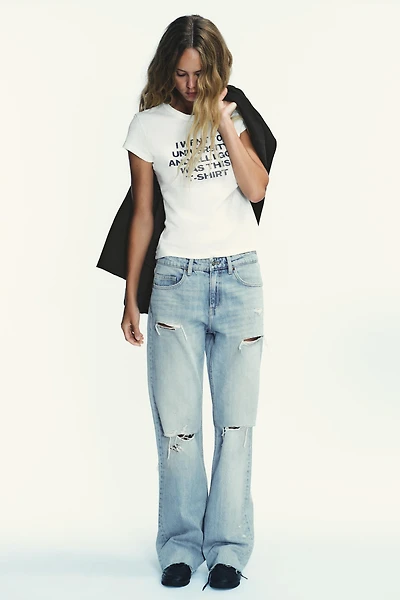 JEAN TRF LARGE DÉCHIRÉ TAILLE