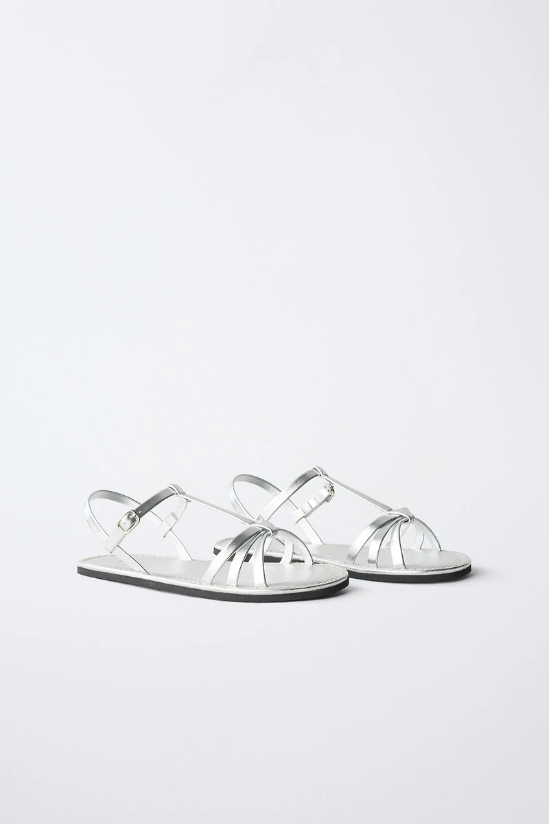 METALLIC STRAPPY SANDALS