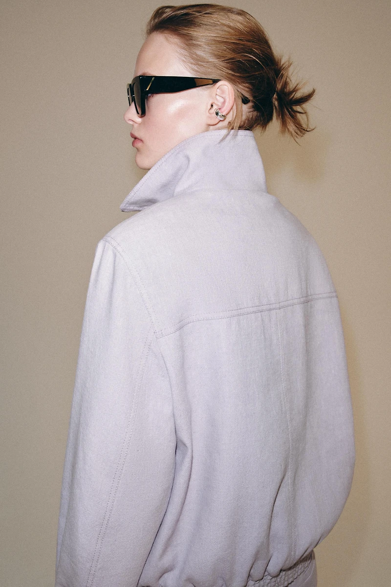 LINEN BLEND BOMBER JACKET ZW COLLECTION