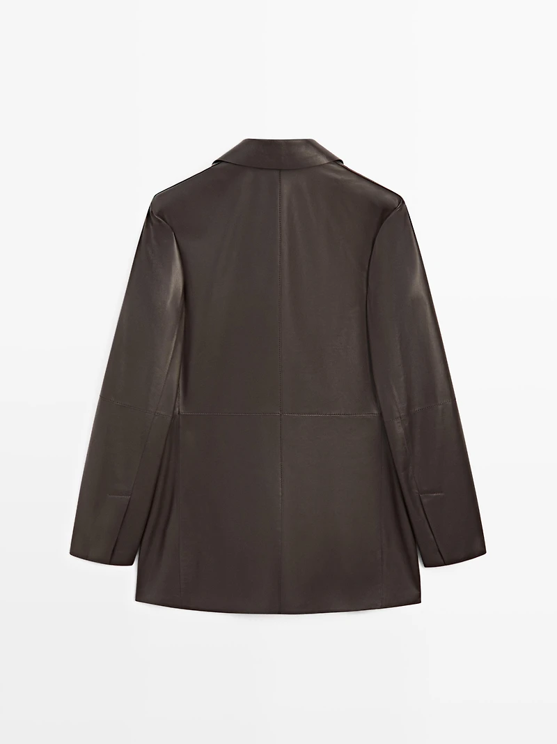 Blazer à col revers en cuir - STUDIO