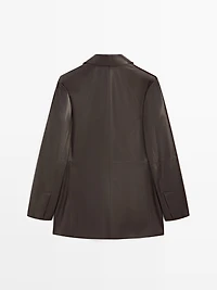 Blazer à col revers en cuir - STUDIO