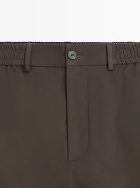 Cotton blend jogger fit trousers