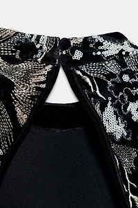 EMBROIDERED VELVET DRESS