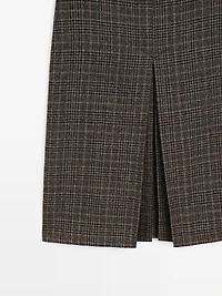 100% wool check midi skirt