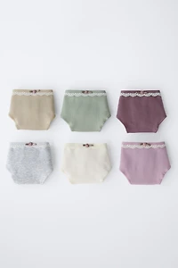 6-14 ANS/ LOT DE SIX CULOTTES DENTELLE