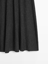 Long flared wool blend knit skirt