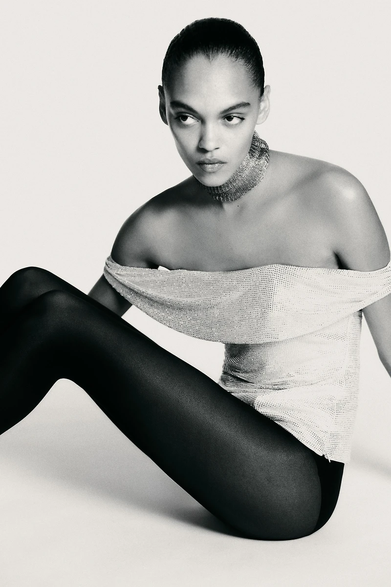 TOP EN MESH DRAPÉ STRASS