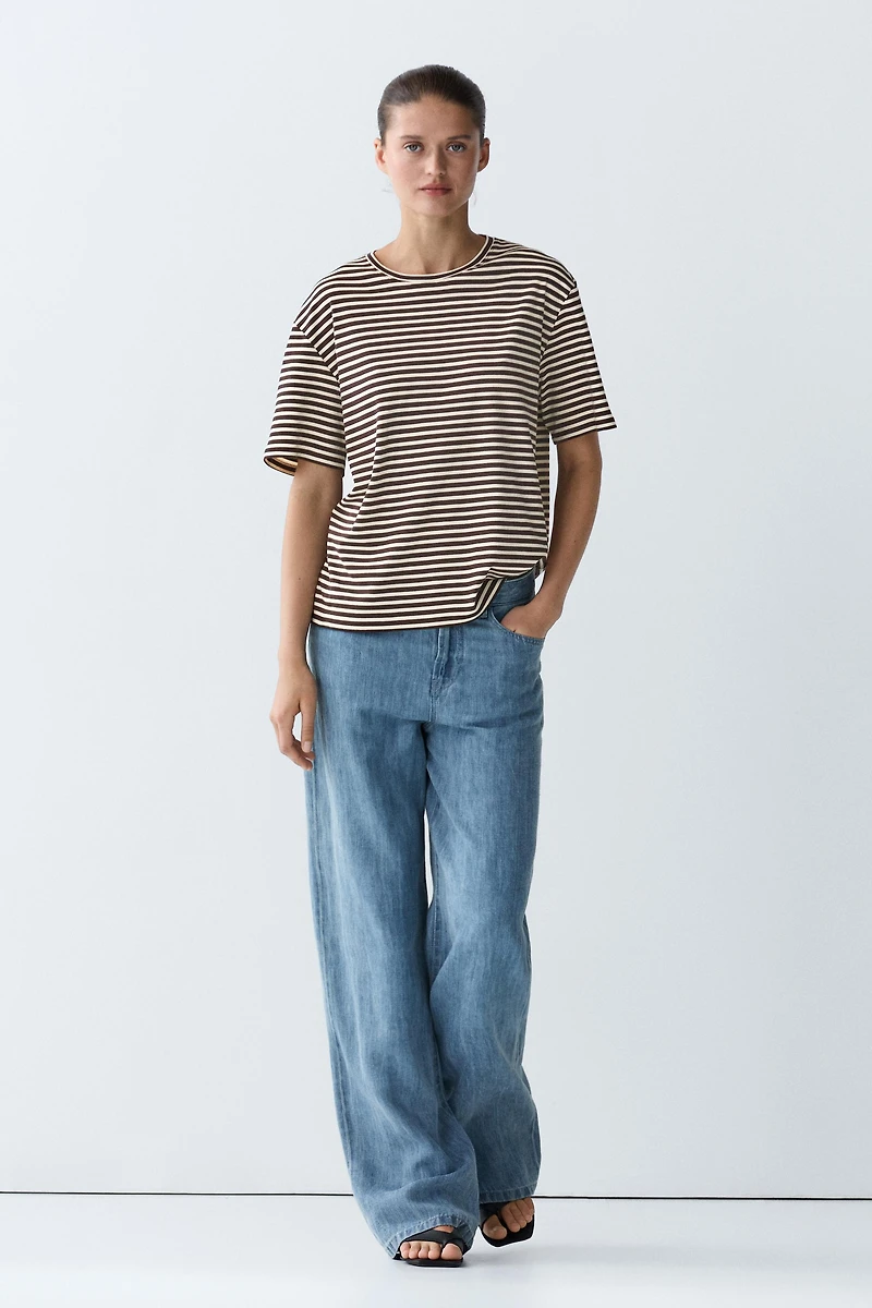 100% cotton striped short sleeve T-shirt