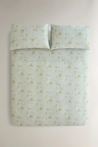 SATEEN DUVET COVER WITH FLORAL BRANCHES (300 THREAD COUNT)