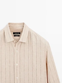 Regular fit striped linen shirt