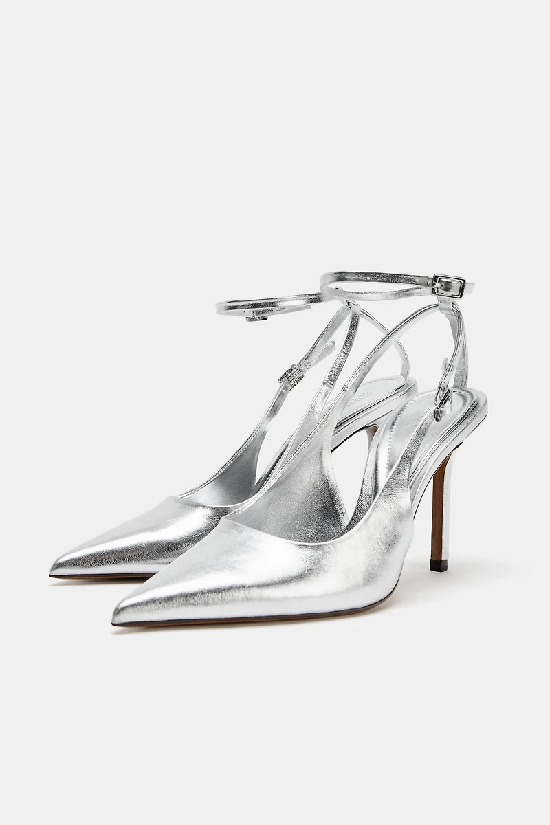 METALLIC EFFECT SLINGBACK SHOES