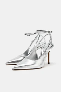 METALLIC EFFECT SLINGBACK SHOES