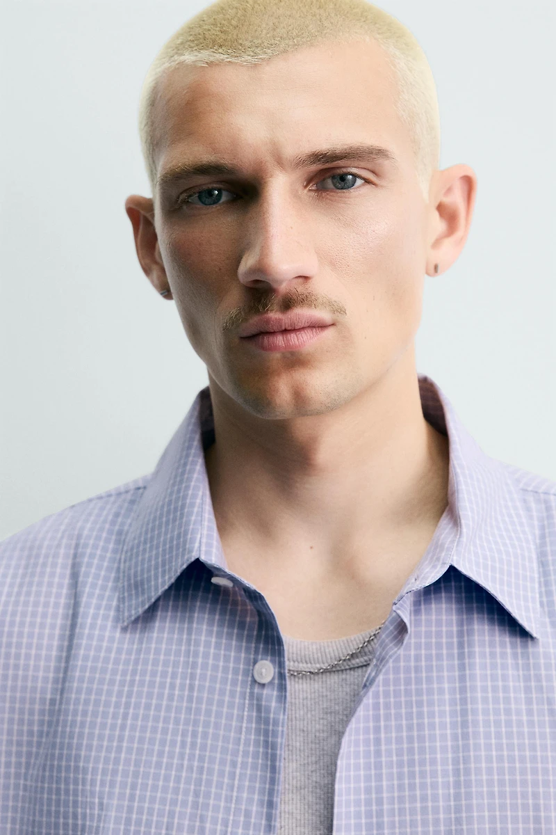 COMBINATION GRAPHIC PLAID SHIRT