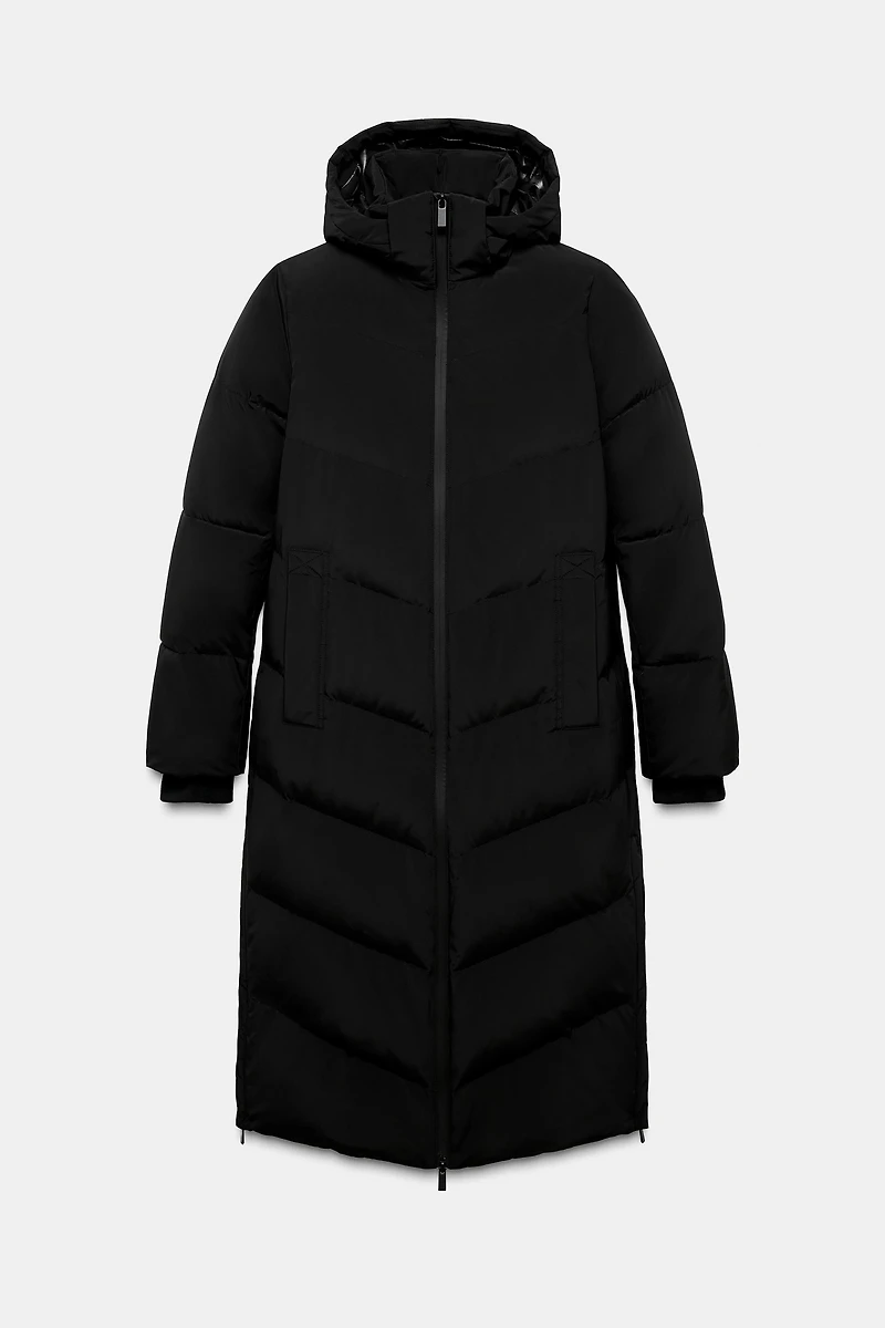 DOUDOUNE LONGUE À CAPUCHE DÉPERLANTE ET COUPE-VENT