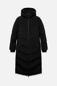 DOUDOUNE LONGUE À CAPUCHE DÉPERLANTE ET COUPE-VENT