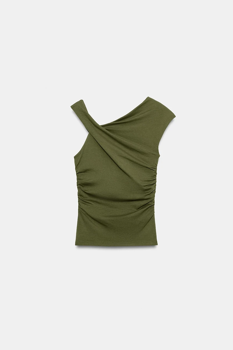 ASYMMETRIC DRAPED T-SHIRT