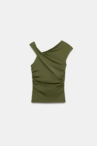 ASYMMETRIC DRAPED T-SHIRT