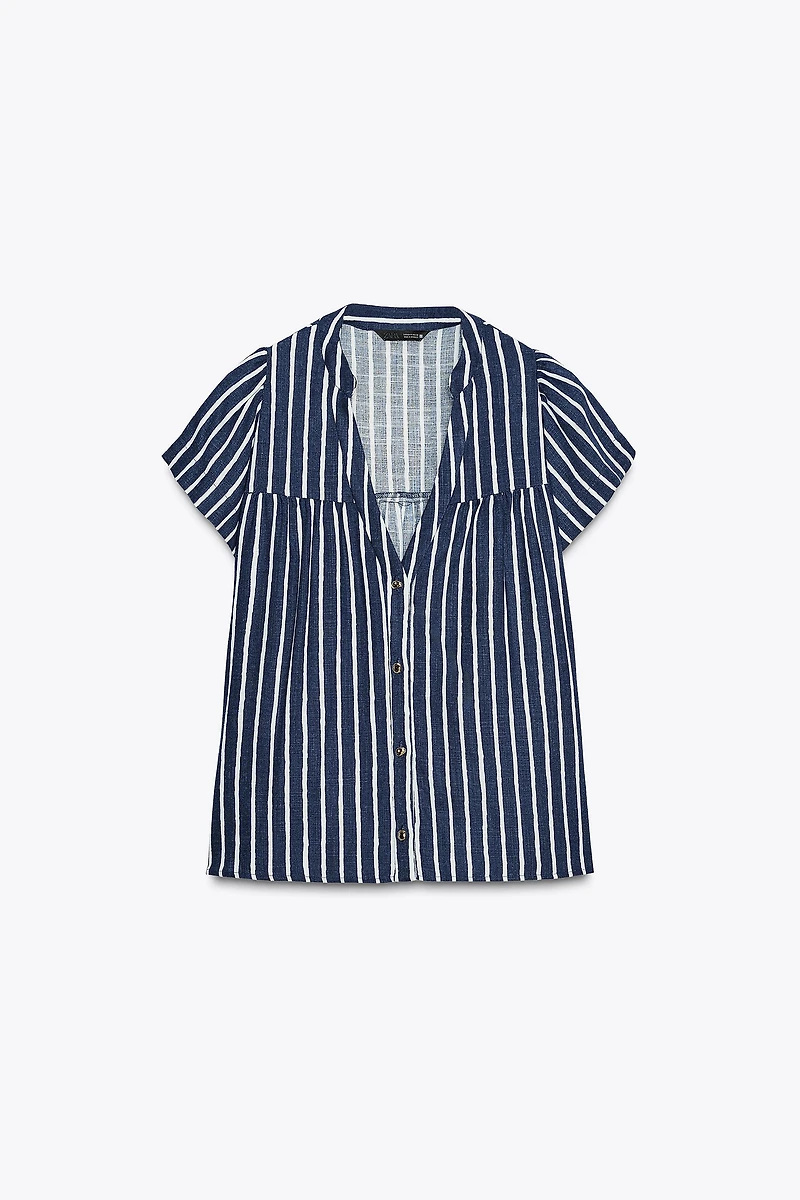CHEMISE À RAYURES AVEC LIN