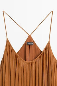 100% silk gathered midi dress
