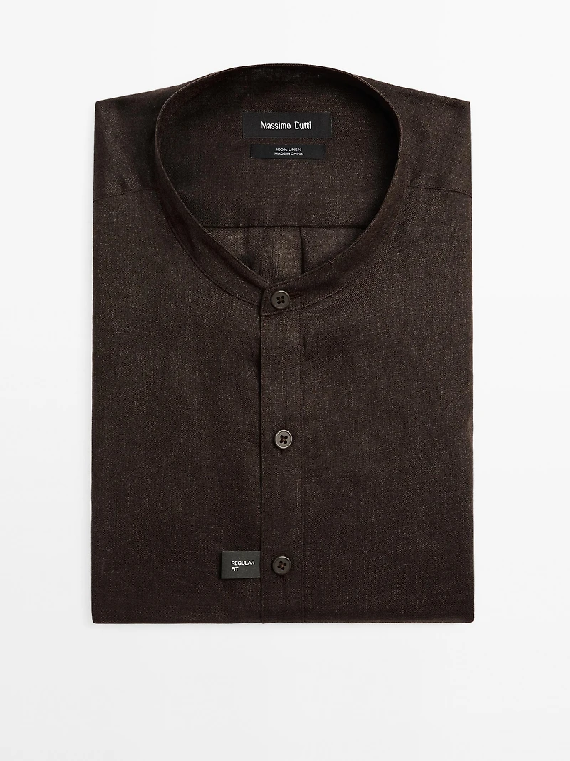 Regular fit shirt with stand collar