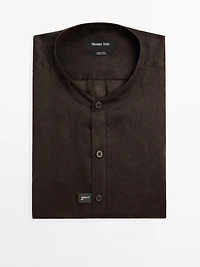 Regular fit shirt with stand collar