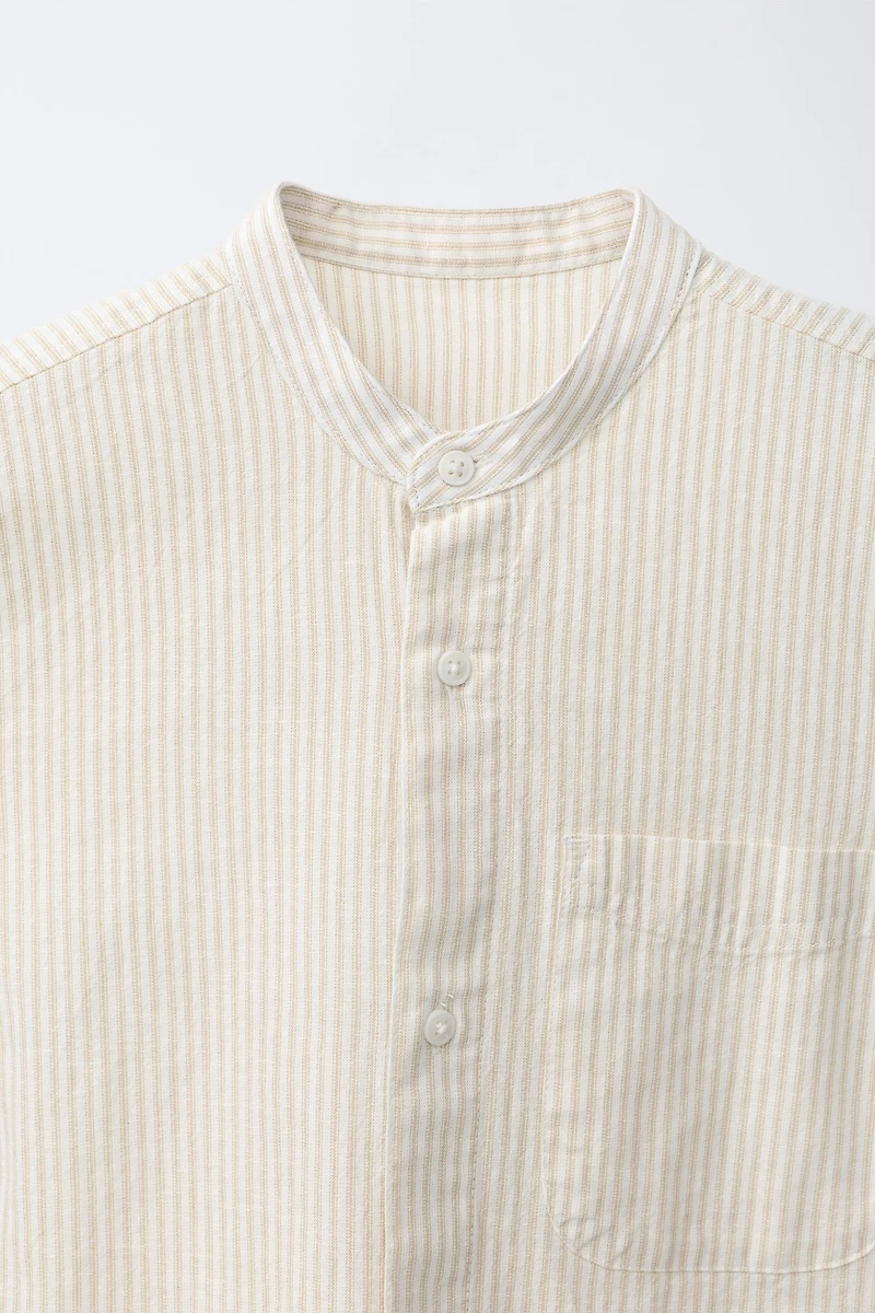 STRIPED COTTON LINEN SHIRT