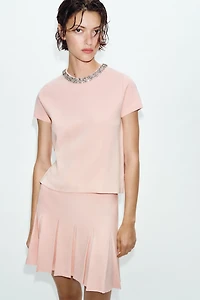 MINI BOX PLEAT KNIT SKIRT