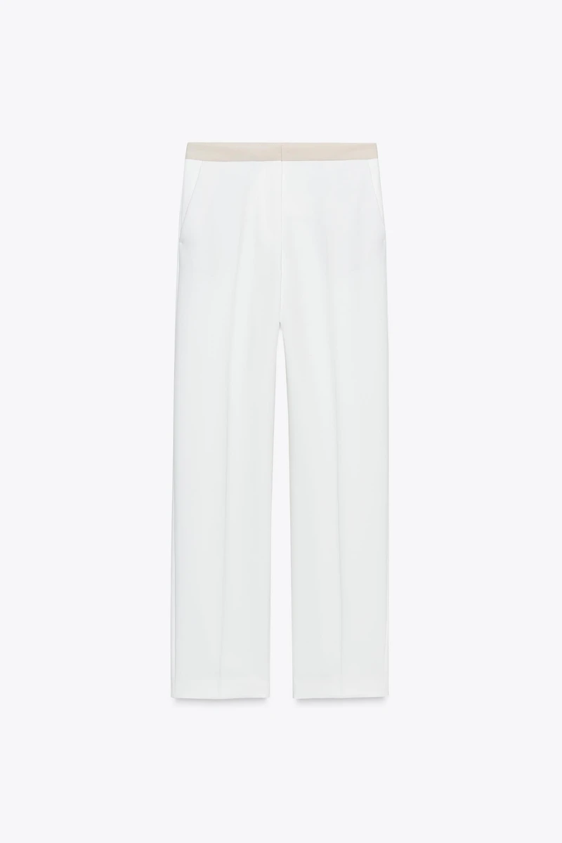 PANTALON DROIT TAILLE COMBINÉE
