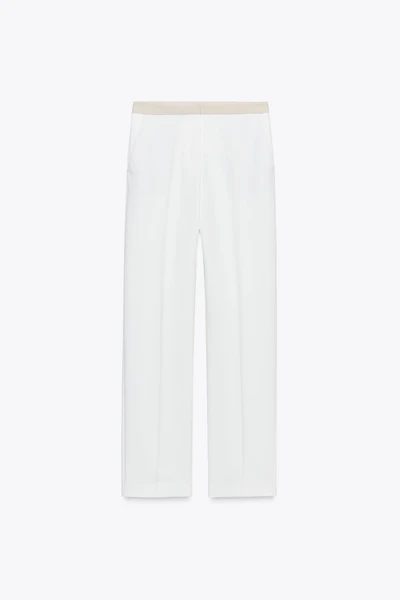 PANTALON DROIT TAILLE COMBINÉE