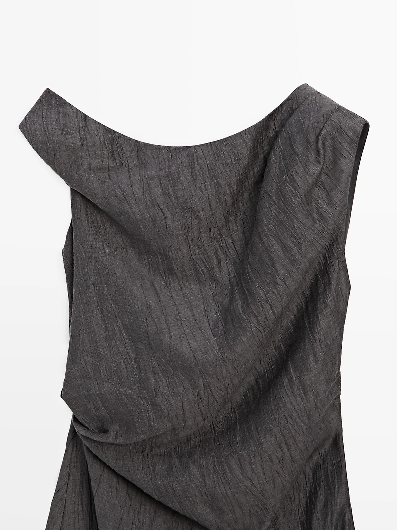 Midi dress with pleated shoulder detail