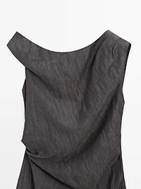 Midi dress with pleated shoulder detail