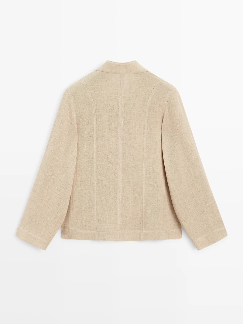 Wool blend overshirt with visible buttons