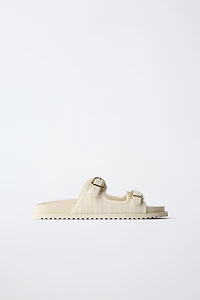 RAFFIA EFFECT BUCKLE SANDALS