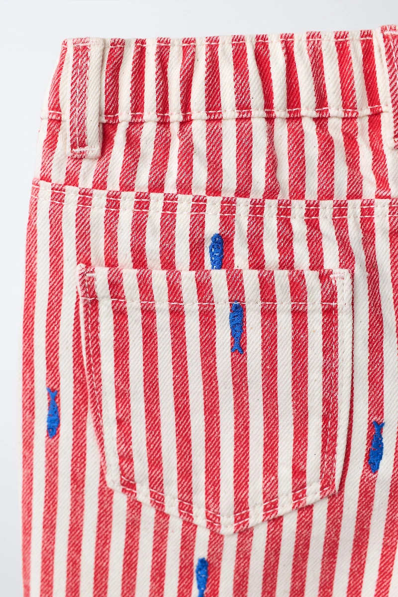 SHORT EN SERGÉ MOM FIT POISSONS BRODÉS CASA LAWA X ZARA KIDS