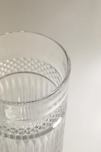 GLASS SOFT DRINK TUMBLER WITH RAISED DESIGN