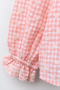 GINGHAM BLOUSE WITH EMBROIDERED FLOWERS