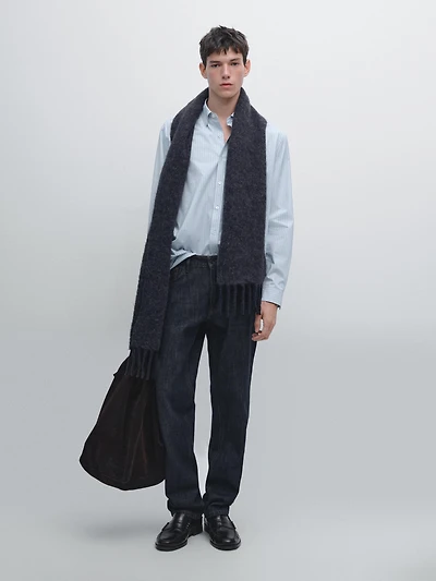 Chemise regular en popeline à rayures