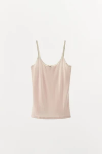 POINTELLE LACE STRAP TOP