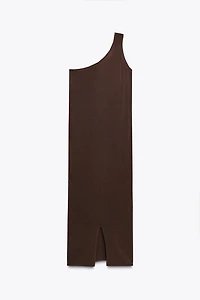 ROBE MIDI EN MAILLE ASYMÉTRIQUE AVEC DÉCOR