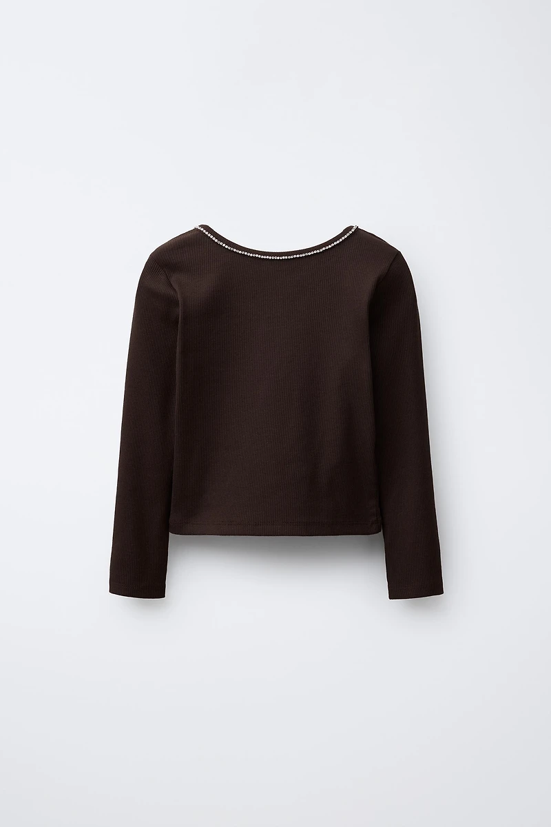 JEWELED RIB T-SHIRT