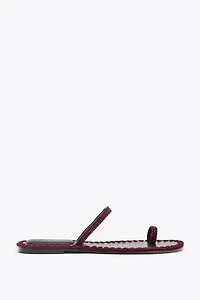 BEADED TOPSTITCHED SANDALS