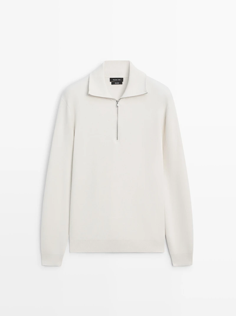 Knit 100% cotton quarter-zip sweater