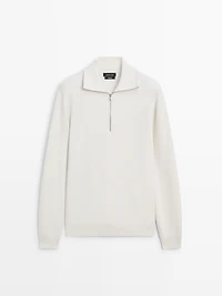 Knit 100% cotton quarter-zip sweater