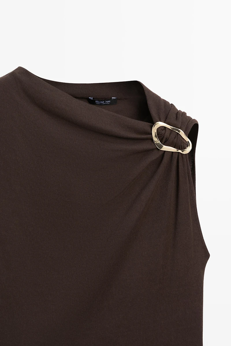 Asymmetric top with rhinestone detail